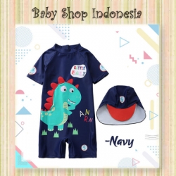 W089 Baju Renang Anak Laki laki Navy Blue Little Baby Dino Swimsuit Diving Anak Import Dinosaurus  large